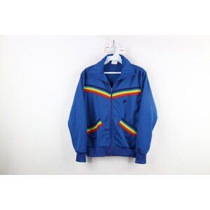 Vintage 70s Hang Ten Surfing Mens Small Rainbow Striped Warm Up Track Jacket